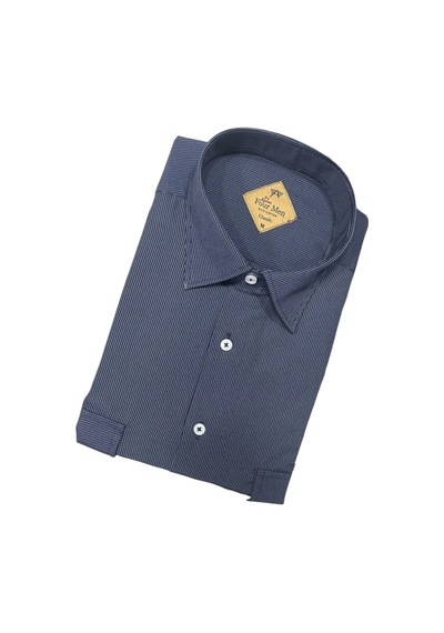 Linen Keten Klasik %100 Cotton Uzun Kollu Terletmeyen Gömlek Lacivert