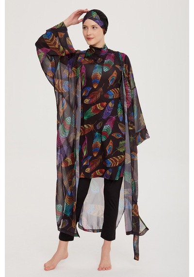 Remsa Mayo Remsa Tesettür Mayo Üzerine Tek Kaftan Kimono Pareo Rp019 Funda Siyah
