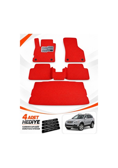 Chevrolet Captiva 2006-2011 Uyumlu Eva Oto Paspas Bagaj Paspası Dahil Kırmızı