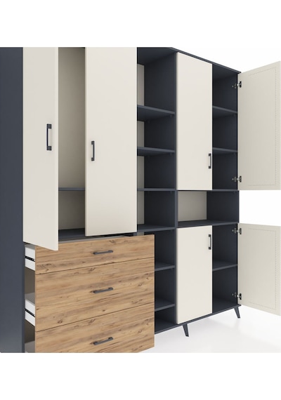 Hyperion Dolap 13 Raflı 3 Çekmeceli 6 Kapaklı 220x44x243 Antrasit-aytaşı/çam Aytası/atlas Çam Hyperion Dolap 13 Raflı 3 Çekmeceli 6 Kapaklı 220x44x243 Antrasit-aytaşı/çam Aytası/atlas Çam