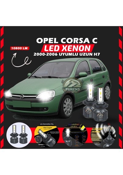 Opel Corsa C 2000-2006 Uzun Far Uyumlu Şimşek Etkilii Led Xenon Premium Series H7