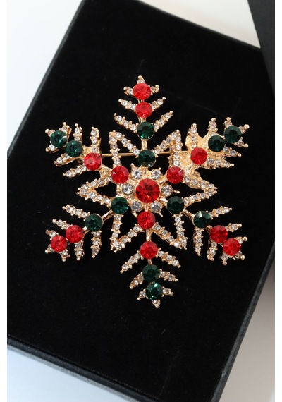 Gold Kar Tanesi Broş. Taşlı Tasarım Broş. Yaka İğnesi Broş. Kadın Broş. Kar Tanesi Broş. Unisex Broş Gold