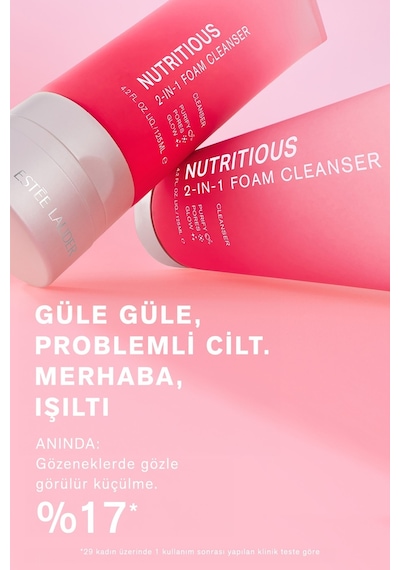 Estee Lauder Nutritious 2-in-1 Yüz Temizleme Köpüğü & Maske Gözenekler Yağ Kontrolü Doğal İçerikler 125 ML