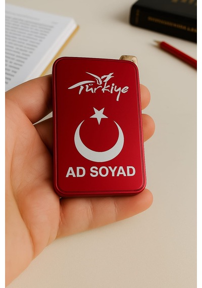 Hediye Çakmak Kişiye Özel İsim Yazılı Ve Mdf Tasarım Kutulu No:1003 Kırmızı