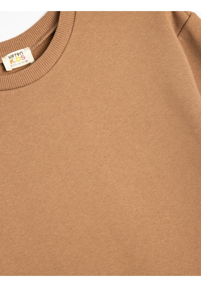 Koton Basic Sweatshirt Uzun Kollu Bisiklet Yaka Kahverengi 5wkb10071tk Kahve