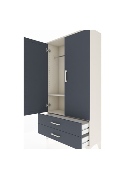 Arges Dolap 2 Raflı 2 Çekmeceli Tek Askılı 88x30x163 Aytaşı-antrasit Aytası