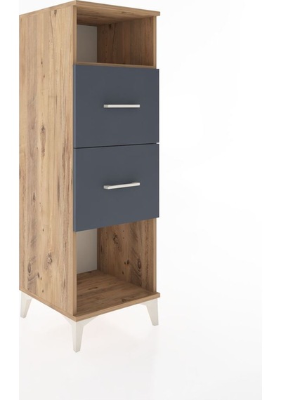 Hyperion Dolap Tek Raflı 2 Çekmeceli 44x44x134 Çam-antrasit Atlas Çam