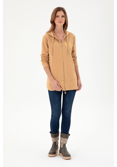 U.S. Polo Assn. Kadın Camel Kapüşonlu Sweatshirt 50289545-VR015