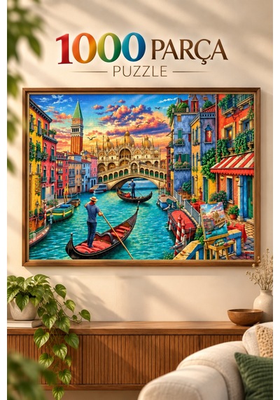 1000 Parça Venedik Sokaları Puzzle 48 X 68 Cm Yüksek Baskı Kaliteli Eğlenceli Puzzle