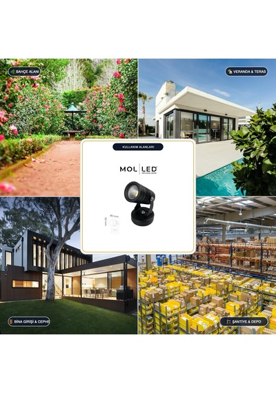 Molled Plato Serisi 10w Siyah Rozanslı Led Çim Armatürü Yeşil - Mol9054-1
