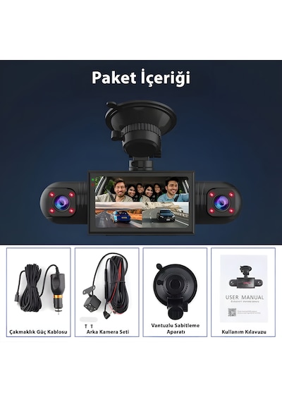İdragon S23q 4 Kameralı Full Hd Araç Kayıt Sistemi - Wi-fi, Gece Görüşlü, G-sensörlü