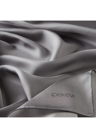 İpekevi Düz Twill İpek Eşarp - Koyu Gümüş - Taş
