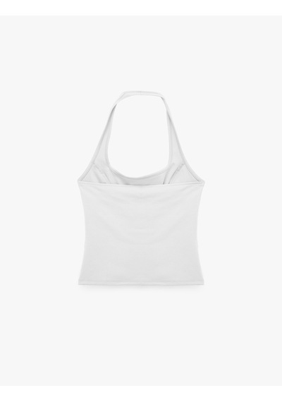 Koton Toka Detaylı Slim Fit Kolsuz Halter Yaka Bluz Ekru 6sal30306ık
