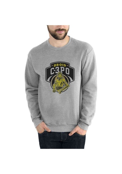 C3Po 2 Baskılı Gri Erkek Örme Sweatshirt