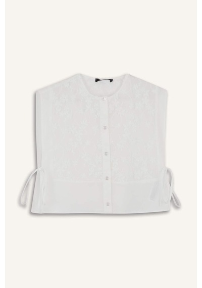 DeFacto Bisiklet Yaka Bağcıklı Brode Blazer Yelek E7969AX25SMWT34 Beyaz