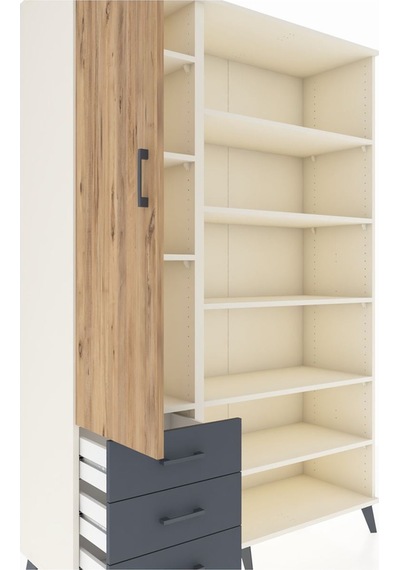 Hyperion Dolap 9 Raflı 3 Çekmeceli 3 Kapaklı 132x44x195 Aytaşı-çam/antrasit Atlas Çam/antrasıt
