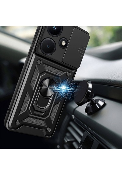 İnfinix Hot 30i İle Uyumlu Kılıf Magnetik Standlı Kamera Korumalı Sürgülü Kapak
