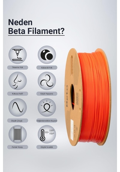 Beta Pla+ Filament Coral Orange Mercan Portakalı