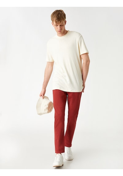 Koton Basic Gabardin Pantolon Düğmeli Bordo 3wam40048hw 3WAM40048HW462 Bordo