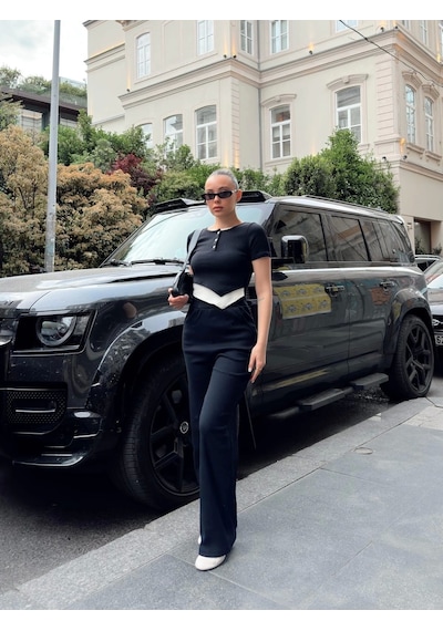 Byb Moda Tasarım Düğme Yakalı Siyah Alt Üst Takım S3943 Siyah
