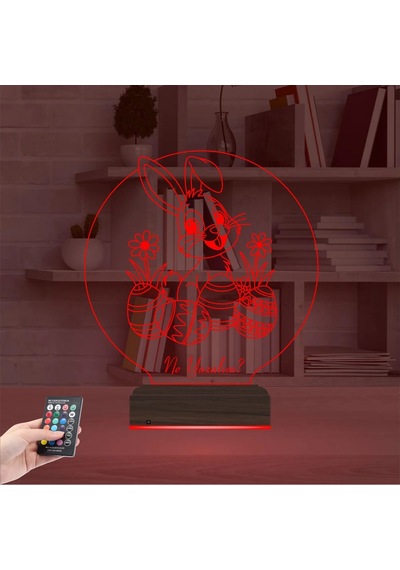 Luvivia Paskalya Tavşan Yumurta Çocuk Odası Kişiye Özel 3d Lamba - Masa Gece Lambası V2 Şeffaf