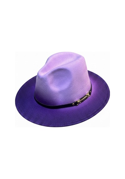 Gigi Luxe Özel Tasarım Fedora Fötr Şapka Ayarlanabilir Gold Aksesuarlı Kovboy Fötr Mor Mor
