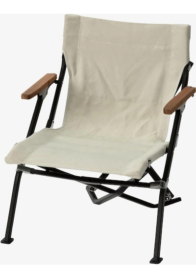 Snow Peak Luxury Low Beach Chair, Katlanabilir Kamp Sandalyesi, Ahşap Kollu, Düşük Sırtlı Krem