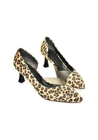 Fox Shoes U676035302 Leopar Süet Topuklu Kadın Ayakkabı Leopar-süet Çok Renkli