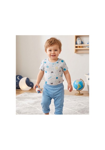 Mother Love %100 Organik Pamuk 2'li Kısa Kol Body 0-36 Ay Mavi