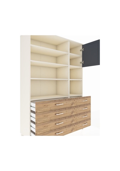 Hyperion Dolap 8 Raflı 8 Çekmeceli Tek Kapaklı 132x44x195 Aytaşı-antrasit/çam Antrasıt/atlas Çam Hyperion Dolap 8 Raflı 8 Çekmeceli Tek Kapaklı 132x44x195 Aytaşı-antrasit/çam Antrasıt/atlas Çam