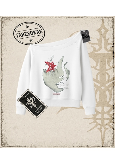 Tarzsokak Gotik & Grunge Streetwear Away Your Kayık Yaka Sweatshirt Beyaz