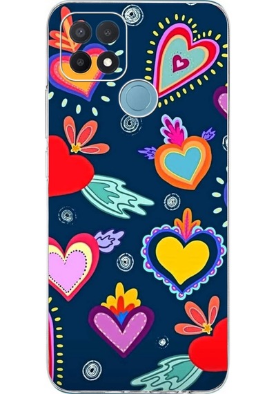 Oppo A15 İle Uyumlu Retro Color 3 Kamera Korumalı Şeffaf Kılıf Şeffaf