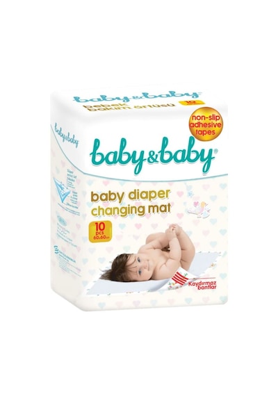 Baby & Baby Kaydırmaz Bantlı Bebek Bakım Örtüsü 60 x 60 CM 10 Adet
