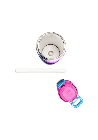 Coral High Kids Renkli Çizgili Pipetli Ve Direkt İçim Çelik Termos 500 Ml 31836 Mavi - Mercan