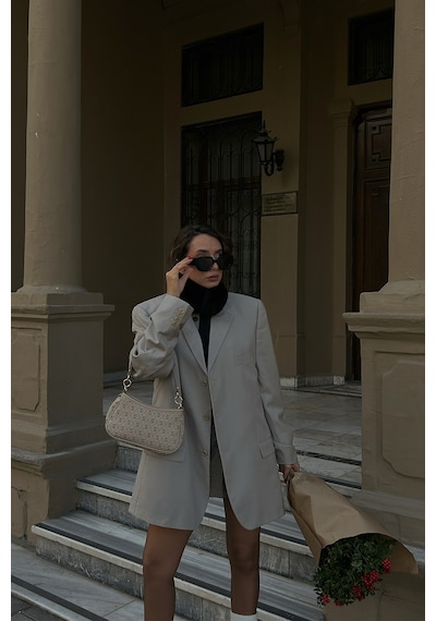 Shule Bags Farme Monogram Baget Ve Çapraz Çanta Bej Bej