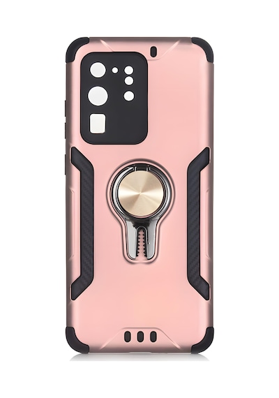 Galaxy Uyumlu S20 Ultra Kılıf Stand Olma Özellikli Araç Tutuculu Ko Ko Kılıf Rose Gold
