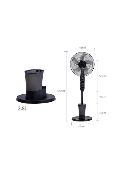 Exenar - Siyah - Uzaktan Kumandalı Buzlu Vantilatör Buharlı Soğutucu Nemlendirici Fan Zaman Ayarlı Oda Soğutucu 2.8l