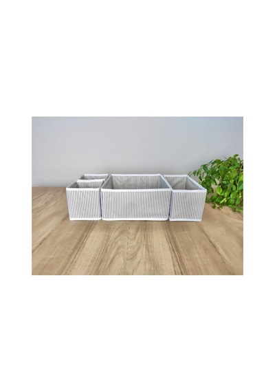 4 Parça Çekmece Içi Organizer & Çok Amaçlı Dolap Içi Düzenleyici & Masa Üstü Organizer - Çizgili Gri - 916815605 Gri