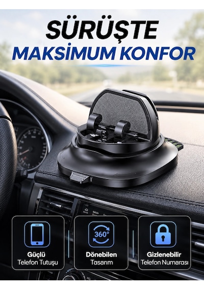 Araç İçi Telefon Tutucu Gizlenebilir Telefon Numaralı Katlanabilir Telefon Standı Najmaddin