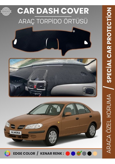 Nissan Almera Kapaklı 2000-2006 Torpido Örtüsü Premium Torpido Koruma Araca Özel Uv Koruma - 876 Stiloto