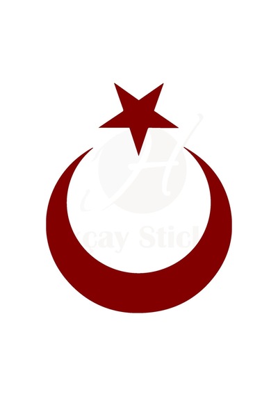 Ay Yıldız Türk Bayrağı Sticker Oto Sticker Kırmızı 50 Cm X 38 Cm