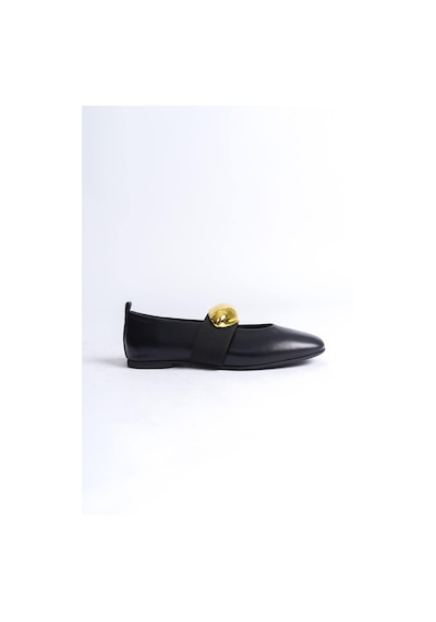 Mubiano Hakiki Deri Collection Kadın Gold Toka Detaylı Babet Siyah - Mcrgn8037 - S Siyah
