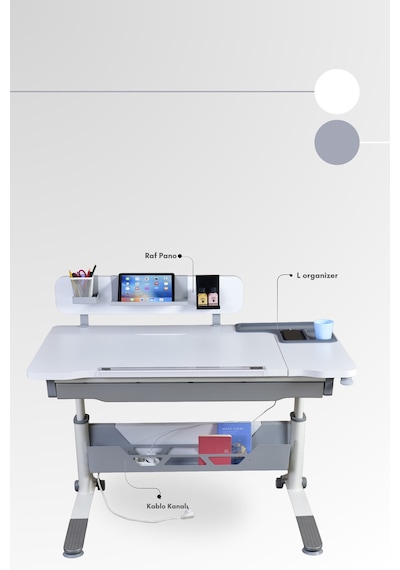 Sirius Standart Yükseklik Ve Eğim Ayarlı Çekmeceli Bilgisayar, Ofis Ve Çalışma Masası Beyaz Gri Gri Sirius Standart Yükseklik Ve Eğim Ayarlı Çekmeceli Bilgisayar, Ofis Ve Çalışma Masası Beyaz Gri Gri