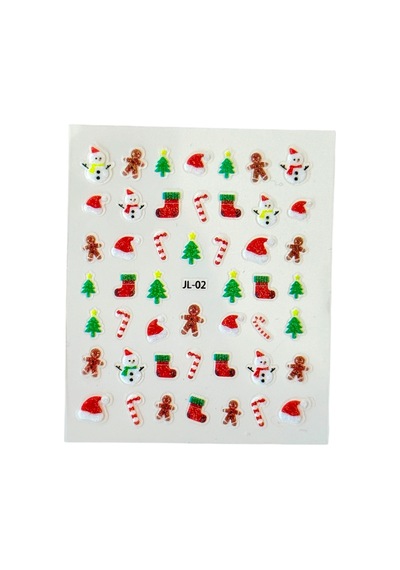 No:2 - Noel Baba 3d Tasarım Yapışkan Tırnak Sticker Tırnak Dövmesi Nail Art