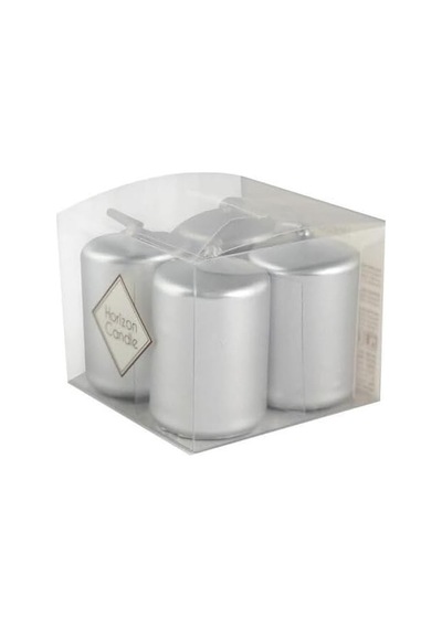 Bar Mum 4'lü Set, 3,5x5 Cm, Gümüş, Pamuk Fitil, Parafin Wax Diğer