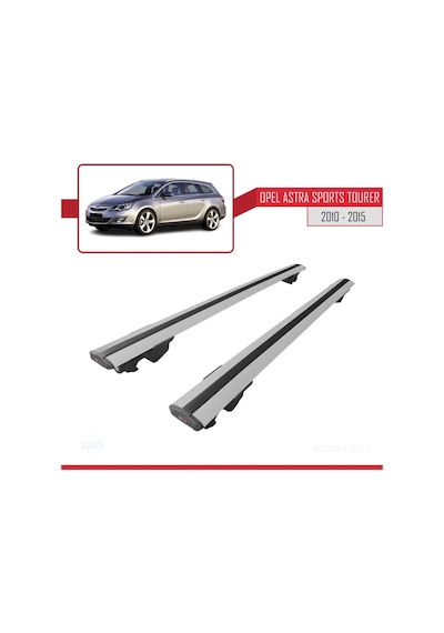 Opel Astra J Sw / Estate 2010-2015 Arası İle Uyumlu Hook Model Anahtar Kilitli Ara Atkı Tavan Barı Gri