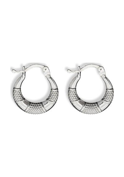 Oya Silver Croissant Desenli Yarım Ay Gümüş Kadın Halka Küpe 1.5x1.5cm