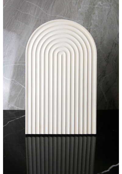 Betonmall Mermer Desenli El Yapımı Beton Sunum Tabağı Dekoratif Sunumluk 30 Cm - Beyaz