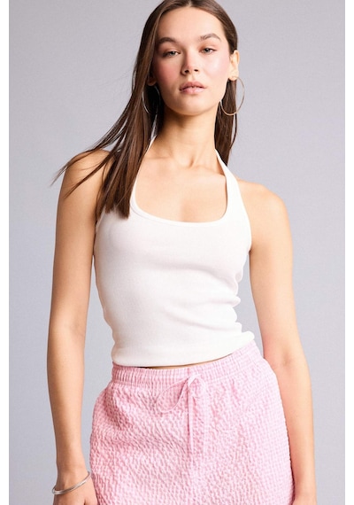 Defacto Fıtted Halter Yaka Fitilli Kaşkorse Atlet H8088ax26smwt32 Beyaz-wt32