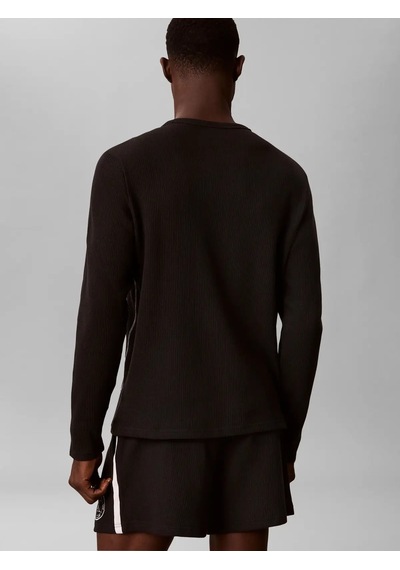 Calvin Klein Waffle L/s Crew Neck, Ub1 Siyah Erkek Sweatshirt
